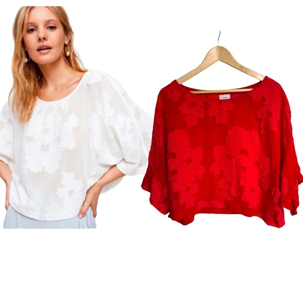 Aritzia Wilfred  blouse RED dolman sleeve floral print